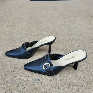 Madeline Black leather mules, size 7.5